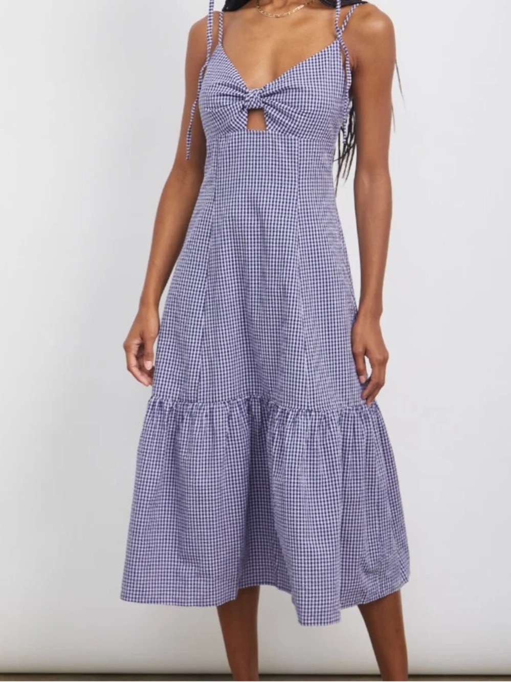 NWT Rails Maeve Midi Dress Navy Blue Lilac Gingham